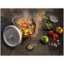 Staub Gietijzeren Braadpan 28 Cm / 6,75 L, Rond, Grafietgrijs -Staub Verkoopwinkel 000008451