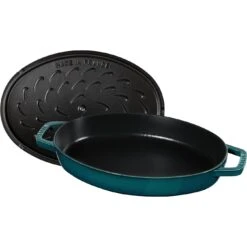 Staub Ovenschaal Met Deksel 33 Cm, Ovaal, La-mer -Staub Verkoopwinkel 40501 125 0 6