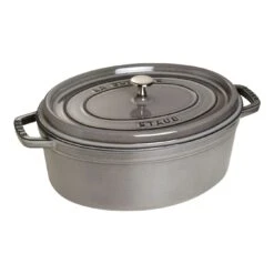 Staub Verkoopwinkel 26 Staub Gietijzeren Braadpan 33 Cm / 6,75 L, Ovaal, Grafietgrijs